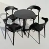 Juego de Plástico para Reuniones de Ocio al Aire Libre con Mesa Redonda Pequeña y Sillas para Balcón, Popular en Cafeterías de Té de Leche de Moda, Mesa de Comedor Simple para Uso al Aire Libre