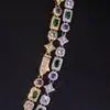 Pulsera Geométrica de Estrella Transfronteriza Europea y Americana Cadena de Joyería de Piedras Preciosas Coloridas Joyería Hip-Hop Pulsera para Hombre Personalización