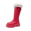 Botas clásicas de caña alta con plataforma Songgao de tacón alto para mujer, pierna delgada que alarga, rojas, tacto suave en el pie, estilo moderno, botas de equitación para mujer