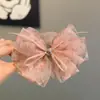Pinza de Cocodrilo con Lazo de Malla Estampado Super Hada para Mujer, Pinza para el Cabello Super Brillante con Pedrería para Recogido en la Parte Trasera de la Cabeza, Pinza para el Cabello Perezosa para Mujer