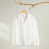 Camisa de Colarinho Cubano Masculina de Manga Comprida Estilo Britânico Caimento Solto Camisa Masculina Moda Sofisticada Plâncton Bonito Jaqueta Casual
