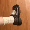 Zapatos Planos Estilo Soft Girl Japonés para Mujer Punta Redonda Hebilla Estilo Mary Jane 2026 Encaje Cuadros Lazo Suela Gruesa