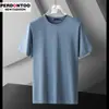 Camiseta Branca de Manga Curta para Homem, Algodão Mercerizado com Amônia Líquida, Estilo Igual de Shopping de Luxo, Pacote com 50 Peças, Camisa Básica de Seda Gelada de Cor Sólida para Homem, Verão
