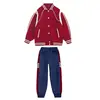 Uniforme Infantil Novo para Primavera e Verão 2023 Jardim de Infância Classe 23 Roupas de Jardim Roupas Esportivas Conjunto de Três Peças Vinho Tinto