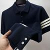 Talla Extra Grande 150kg Camiseta Polo de Manga Corta con Abertura en el Bajo a Rayas y Combinación de Colores para Hombre y Mujer Verano Manga Corta Tops de Moda