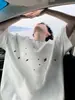 Camiseta Blanca de Manga Corta de Algodón Puro Estilo Americano para Hombre, Nuevo Diseño de Moda de Verano, Top Casual Holgado de Calle de Media Manga