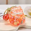 Aceite de arenas movedizas gato de la suerte llavero acrílico flotante colgante para mochila adorno de bolsa llavero lindo