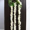 Rama de Hortensia de Tallo Largo con 4 Puntas Planta de Cadena Larga Glicinia Tela de Seda Flor Artificial Colgante de Pared Techo Boda Decoración de Viaje Venta al por Mayor