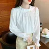 Estilo Novo da Primavera de 2025 Camisa de Chiffon com Laço de Manga Longa Top Feminino Moda Pequena Camisa Slimming Visual Profissional