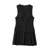 Nuevo vestido mini plisado ancho versátil con cuello en V tipo chaleco para mujer primavera y verano 2025 estilo europeo y americano transfronterizo cuello en V