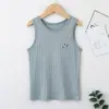 Regata Infantil de Menino Verão Seda Gelo Primavera e Outono Roupa Íntima Infantil de Menina Camiseta Básica Infantil de Modal