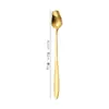 Cuchara de acero inoxidable con forma de rosa transfronteriza nueva, cuchara creativa para mezclar café, cuchara de postre, mango largo, cuchara para helado, cuchara de flor