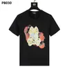 Camiseta al por mayor de marca americana moderna Psychobunny con estampado de calavera de conejo colorido y degradado, manga corta, cuello redondo