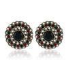 Aretes de aro redondos negros retro europeos y americanos, aretes geométricos de aleación atmosféricos de palacio, ventas directas de fábrica