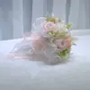 196 Boda al Aire Libre Estilo Occidental Simulación Rosa Sosteniendo Flor Malla de Perlas Ramo de Mano Sosteniendo Flor Nupcial