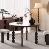 Mesa Redonda de Comedor y Sillas Estilo Francés Vintage de Madera Maciza, Mesa Redonda de Diseñador Creativo, Estilo de Mediados de Siglo para Apartamentos Pequeños, Mesa de Comedor de Madera Natural