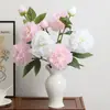 3 Flores Artificiais Grandes de Peônia com Hastes Longas para Decoração de Casa, Decoração de Casamento, Adereços de Fotografia, Arranjo de Flores para Sala de Estar, Flores Artificiais