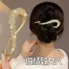 Elegante presilha de cabelo com strass metálico para mulheres, pinça para a parte de trás da cabeça, acessório de cabelo estiloso, presilha reta, presilha torcida