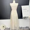 Productos de Guangzhou buena calidad ~ pequeño color sólido plisado nuevo ambiente chino elegante elegante cintura tirantes falda