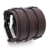 Pulseira de Couro de Vaca Multicamadas Mais Vendida Estilo Punk Masculino Pulseira Larga de Couro Tendência Europeia Americana Joia de Mão Retrô