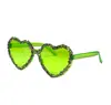 Gafas de Sol Sin Marco en Forma de Corazón con Diamantes Triturados, Gafas de Sol de Fiesta a la Moda, Gafas de Sol Color Caramelo Originales y Únicas