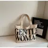 Bolsa de Lona Grande para Cartas Feminina, Nova Bolsa Tote de Ombro Moda Tendência Outono e Inverno, Bolsa de Mão para Compras ao Ar Livre