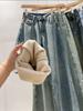 Jeans Azules Holgados de Cintura Alta Niche Melard para Mujer, Tallas Grandes, Estilo Nuevo de Invierno, Forrados de Polar, Engrosados, Pantalones de Pierna Recta y Pierna Ancha