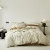 Novo conjunto de cama de quatro peças em gaze dupla estampada, grau A, adequado para bebês e mães, roupa de cama estampada tecida em dupla camada para todas as estações