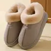 Pantuflas Cálidas de Algodón para el Hogar para Parejas, Pantuflas Antideslizantes de Suela Gruesa para Otoño e Invierno, Pantuflas Engrosadas de Algodón con Zapatos de Algodón Peludo