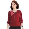 Blusas de Primavera para Mulheres, Camisetas de Manga Longa para Mães de Meia-Idade e Idosas, Roupas de Verão, Blusas Elegantes e da Moda, Soltas e Elegantes