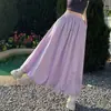 Vestido Tutú de Capullo de Flor Azul para Mujer Verano Delgado 2025 Nuevo Estilo Coreano Cintura Alta Adelgazante Seda de Hielo Linterna Falda de Longitud Media