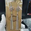 Brincos Mongóis femininos estilo étnico brincos de franja longa elementos mongóis joias de imitação de prata atacado