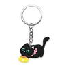 Llavero Colgante Gato Negro PVC Caucho Suave DIY Hebilla Decoración Mochila Cadena de Llaves Gato Negro Venta al por Mayor Amazon
