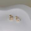 Exquisitos Aretes de Corona de Flores con Perlas para Mujer Que Hacen que el Rostro Luzca Más Delgado, Aretes Vintage Estilo Japonés de Flor de Cerezo, Nuevo Modelo de Moda 2024