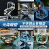 Escultura Abstrata de Água Corrente em Aço Inoxidável Espelhado Fonte de Água Escultura para Paisagismo de Praça de Vendas de Imóveis Personalização