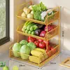 Estante de Almacenamiento de Cesta para Verduras de Cocina Encimera Doméstico Multicapa Simple Caja de Almacenamiento Dedicada para Verduras, Condimentos, Cebollas, Jengibre, Ajo