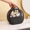 Coreia do Sul bolsa de armazenamento de produtos de cuidados com a pele portátil em forma de semicírculo bolsa de cosméticos de PU à prova d'água viagem grande capacidade bolsa de lavagem