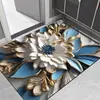 Alfombra Decorativa de Entrada Floral Tridimensional de Tierra de Diatomeas, Absorbente de Agua, Resistente a la Suciedad, Antideslizante