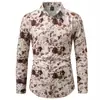Camisa de manga larga para hombre, estilo nuevo de primavera/otoño europeo y americano transfronterizo, camisa casual de cuatro vías elásticas con estampado floral 3D para hombre