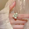 Anillo de Estrella Completa de Circonita y Perla de Diseño Vanguardista para Mujer Nicho Lujo Ligero de Moda Tendencia Temperamento Versátil Pendientes Accesorios para Orejas