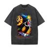 Camiseta de Manga Corta Estampada de Marca de Moda de Verano Cuello Redondo Holgada Moderna Nicho Algodón Puro Top Dragon Ball Frissa Bidimensional