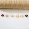 Collar con colgante de hierba de la suerte con carcasa de circonita para mujer, lujo, chapado en oro de 18 quilates, acrílico, venta caliente transfronteriza para mujer, lote