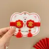 Acessórios de Cabelo Tradicionais de Ano Novo para Meninas, Presilhas de Cabelo com Laço Estilo Chinês Hanfu, Grampos de Cabelo Ano do Bode para Bebês Venda por Atacado