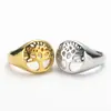 Comercio exterior joyería transfronteriza al por mayor retro punk religioso Árbol de la Vida Hueco anillo de acero de titanio para hombre en stock Directo