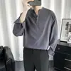 Camisa Holgada para Hombre de Manga Larga Primavera Estilo Coreano Moderna Suelta Cuello Alto Camisa de Manga Larga Ins Guapo Versátil Top para Hombre