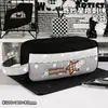 Estuche de lápices portátil con un estilo vintage, de nicho, suave, ribete de encaje, bolsa de papelería de lona con lunares, bolsa de lápices portátil para estudiante