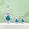 Aretes de Plata Esterlina S925 Chapados en Oro Blanco de 18K Forma de Pera Esmeralda Cultivada 7.5CT Joyería para Mujer Collar Viento Clásico