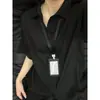 Camisa Masculina Elegante de Manga Curta Preta Verão Estilo Fino Streetwear Cool Caimento Limpo Seda Gelada Casual Manga Meia Tendência