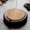 Conjunto de Porta-Copos para Chá Artesanal de Rattan Almofada Isolante Térmico Porta-Chá Acessórios para Conjunto de Chá Kung Fu Porta-Xícara de Chá Pires