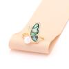 Nuevo anillo retro romántico francés de concha de abulón mariposa chapado en oro con incrustaciones de diamantes anillo de perla natural anillo para mujer anillo